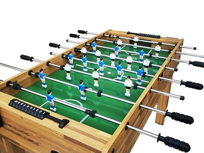 48” Foosball Table, Indoor Soccer Table Game with Steel Rods for Adults & Kids, Wooden Football Table for Family Game Room, Man Cave, Finished in MDF - color: Wood