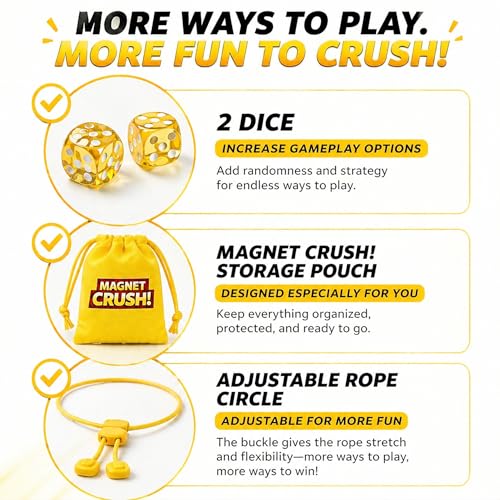 Magnet Crush Magnetic Strategy Board Game for Kids & Adults, Fun Tabletop Magnet Placement Game, STEM Educational Toy, Family Party Game, Travel Game, Puzzle Brain Teaser, Gift for Ages 9+ - color: Yellow