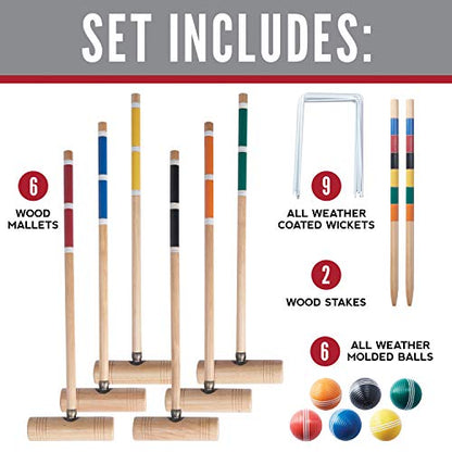 Franklin Sports Portable Backyard Croquet Sets - Complete 4 + 6 Player Croquet Sets with Mallets, Croquet Balls + Wickets Included - Outdoor Family Lawn Game Sets - style: Professional