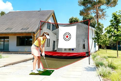 Professional Golf Practice Net - 10x8FT Large Backyard Hitting Net & Automatic Ball Return Design for Outdoor Driving Range Adults Training