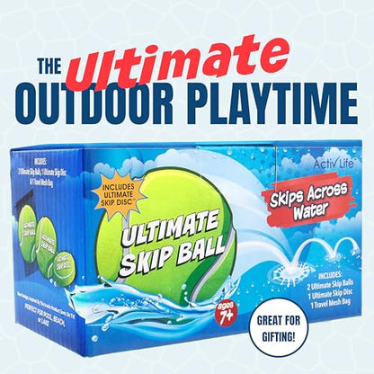 Activ Life The Ultimate Water Skip Balls, Water Bouncing Ball for Swimming Pool, Beach Toys for Friends, Family, Kids and Adults - style: Tennis