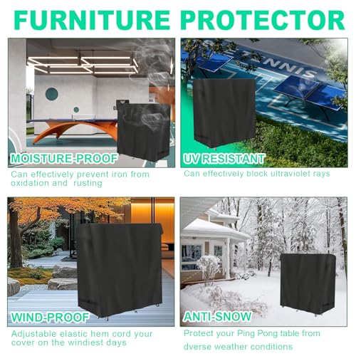 Ping Pong Table Cover,600D Oxford Fabric Covers for Outdoor Table Tennis and Folding Tables-All-Weather Protection Waterproof UV & Dustproof , Black, 65 x 27.5 x 72.8 in