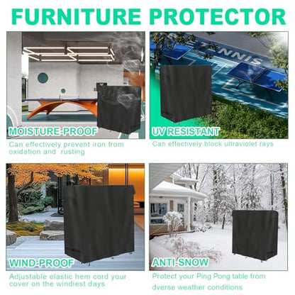 Ping Pong Table Cover,600D Oxford Fabric Covers for Outdoor Table Tennis and Folding Tables-All-Weather Protection Waterproof UV & Dustproof , Black, 65 x 27.5 x 72.8 in
