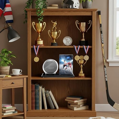 DoubleFill Acrylic Hockey Puck Display Case for Ball and Cards Clear Ball Holder Ring Stand Set Hockey Puck Centerpieces Protector Memorabilia Showcase