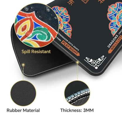 Mahjong Mat 32.4” x 32.4”, 3mm Thick Non-Slip Rubber Back Mahjong Table Mat, Noise Reduction Waterproof Mahjong Game Mat for Table, Mahjong Tile Mat for Cards, Dominoes & Board Games (Black2) - color: Black2