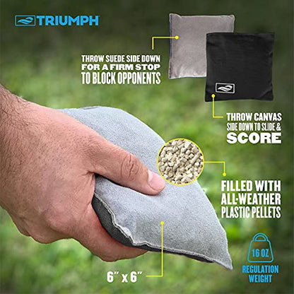 Triumph Sports LED Regulation Cornhole Board Set with Light-Up Boards, 8 Weather-Resistant Cornhole Bags & Durable All-Wood Design Perfect for Tailgates, BBQs, Parties & Backyard Fun
