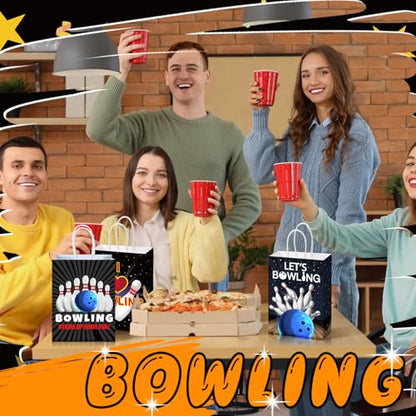Kolldenn 48 Pcs Bowling Party Favors Bags Bowling Ball Goodie Gift Paper Bags with Handles Sport Candy Treat Pouch for Ball Birthday Party Decorations Supplies - style: Bowling