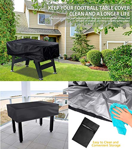 J&C Foosball Table Cover Outdoor Waterproof 420D Soccer Table Cover with Adjustable Buckle Patio Party Game Table Cover for Indoor Foosball Table Anti Sunlight Black - color: black