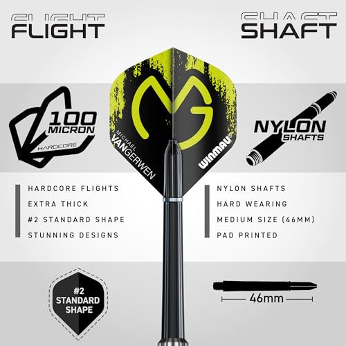 Winmau Darts - Michael Van Gerwen | Mike Maloney | Leonard Gates - Professional Players - Soft Tip Darts - Includes Dart Flights and Shafts - size: std