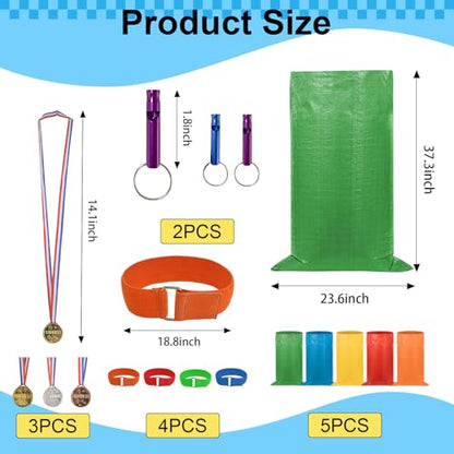 succulentlovers 14PCS Potato Sack Race Bags, Outdoor Games Sack Race Bags Kit Include Potato Sacks, 3-Legged Race Bands, Plastic Medals, Carnival Outdoor Lawn Party Field Day Games for Adults & Family