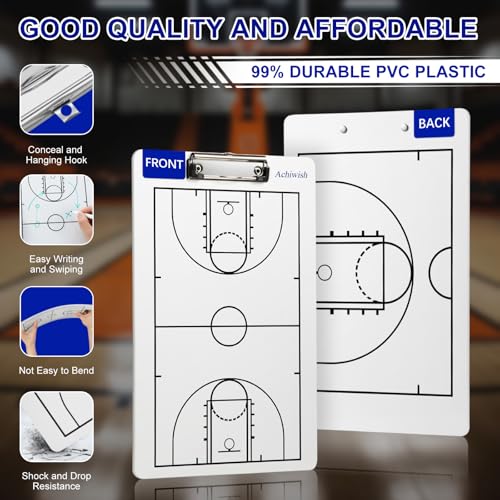 Premium Clipboard for Coaches, Durable Dry Erase WhiteBoard, Simplicity Sharpens Focus, Tactical Coaching Clip Boards, Sporting Goods Clipboards(Basketball) - style: Basketball