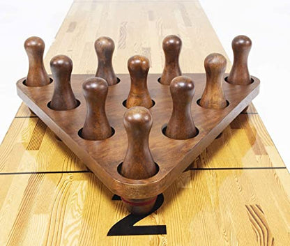 Shuffleboard Bowling Pin Set with 10 Pcs Premium Hardwood Bowling Pins Durabel Triangular Pinsetter Resin Bowling Ball and Carrying Bag, Fun for Shuffleboard Games - color: Retro-Red
