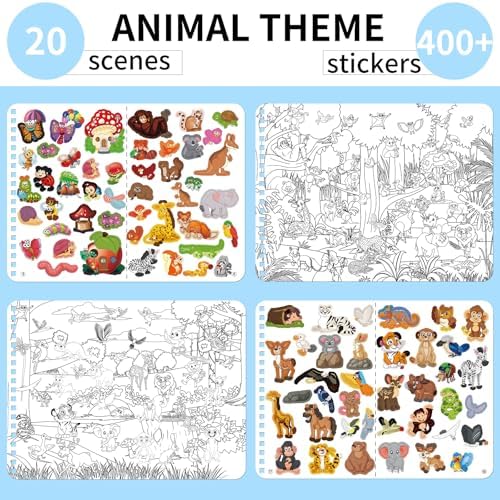 Kalysky Find the Animal Sticker Book for Kids Ages 4-8 | 400+ Stickers | Travel Activity for Plane, Car & Road Trip - color: Animal