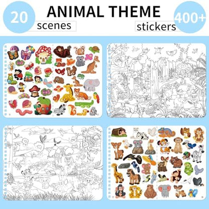 Kalysky Find the Animal Sticker Book for Kids Ages 4-8 | 400+ Stickers | Travel Activity for Plane, Car & Road Trip - color: Animal