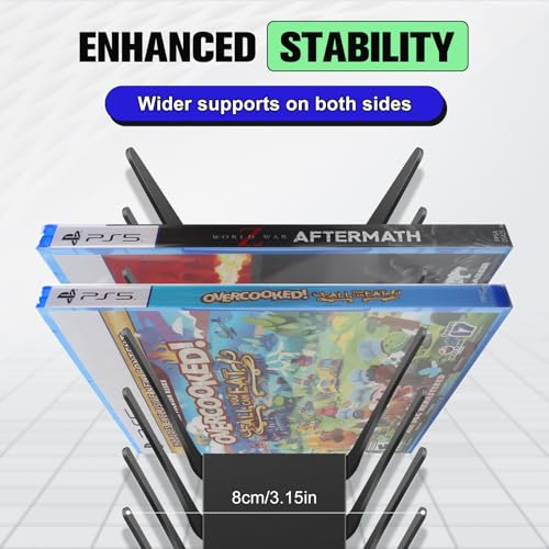 Taladad 4-Pack Wall Mount DVD Holder, Heavy-Duty Metal Floating Video Game Storage Rack Holds 76 Games, Organizer for PS5, PS4, Xbox, Switch Game Cases CD Holder, DVD Shelf