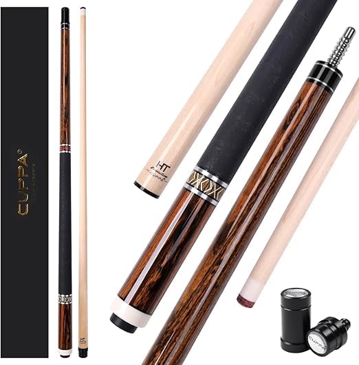 CUPPA Pool Sticks for Adults 58 inch Professional Pool Cue 12.5mm Tip | Canadian Hard Maple Shaft, 3/8*8 Radial Joint, Custom Gift Box, Ideal for Holiday Gifts, Family Fun, Clubs & Bars - color: Golden LX