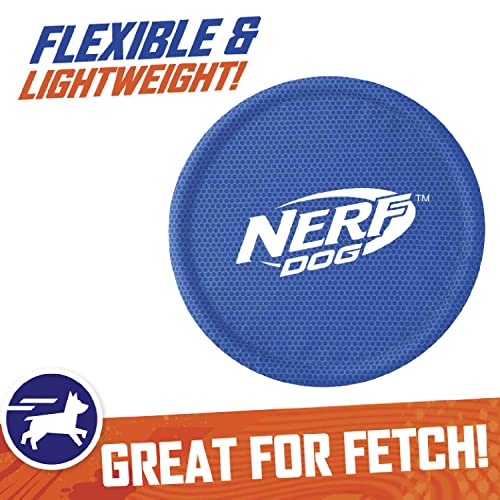 Nerf Dog Nylon Flyer Dog Toy, Flying Disc, Lightweight, Durable and Water Resistant, Great for Beach and Pool, 9 inch diameter, for Medium/Large Breeds, Single Unit, Blue - color: Blue - 1 Pack