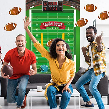 PLULON Football Game for Kids Pin the Football on the Goalpost Poster with Stickers Birthday Party Favors Home Wall Decorations for Kids Adults Family Birthday Party Supplies - style: Football