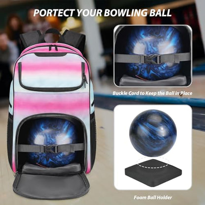 Bosynoy Bowling Backpack, Bowling Ball Bag Totes for Single Ball with Shoe Compartment & Foam Padded, Fits Shoes Up to US Mens Size 16, Grey - color: Pink