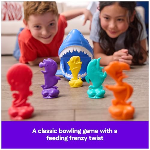 Spin Master Games, Shark Strike, Bowling Game with Wind-Up Jaw-Chomping Action, Easy Activity Toy for Preschoolers, Fun for Kids & Family, 2-4 Players, for Ages 5 & Up