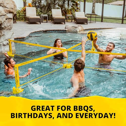 CROSSNET H2O Volleyball Pool Game - Four Square Net - Quick Assemble & Portable - Perfect Pool Toys for All Families W/Accessories