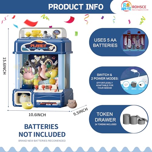 Claw Machine for Kids – Large Toy Claw Machine with Music Lights, Vending Machine Toy for Boys Girls, Includes Toys Inside, USB Rechargeable Candy Claw Game Machine for Kids Ages 4-12 - style: Large Space Explorer