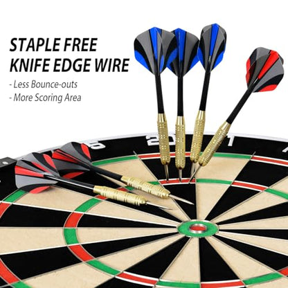 Dartboard with Staple-Free Bullseye Easily Recognizable Numbers 18g Steel Tip Darts Set 12 Steel Tip Darts 18g Mounting Kits Include - style: DB-P