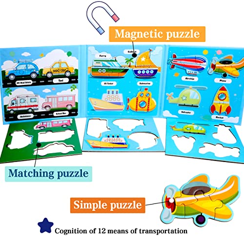 Magnetic Puzzles for Kids Ages 3-5, Travel Toddler Car Puzzles | Magnetic Activity Toy for Boys & Girls, Preschoolers and Kids, Magnetic Learning Gift for Road Trip - style: Traffic