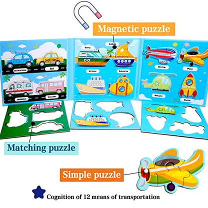 Magnetic Puzzles for Kids Ages 3-5, Travel Toddler Car Puzzles | Magnetic Activity Toy for Boys & Girls, Preschoolers and Kids, Magnetic Learning Gift for Road Trip - style: Traffic