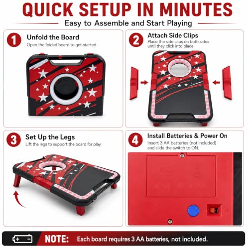 Foldable Cornhole Board Set with LED Lights, Sound Effects & Built-in Score Slider, Outdoor Bean Bag Toss Game for Kids Adults, Portable Backyard Camping Party Game Set with 2 Boards 8 Bags