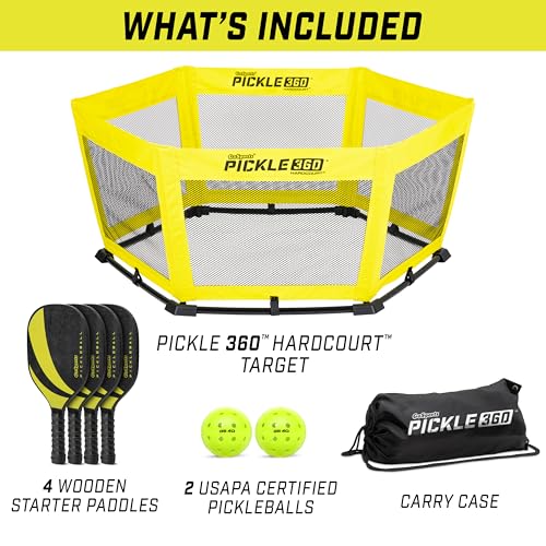 GoSports Pickle 360 Game Set – Pickleball Without a Court – Outdoor Lawn, Beach, and Backyard Paddle Ball Game - style: Hardcourt