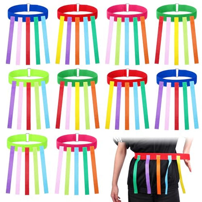 10 Pcs Catch Tail Belt Game Set with 50 Colorful Tails - Ultimate Field Day Game Equipment for Outdoor Parties, Family Gatherings (5 Vibrant Colors)