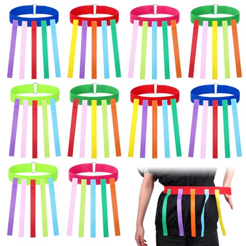 10 Pcs Catch Tail Belt Game Set with 50 Colorful Tails - Ultimate Field Day Game Equipment for Outdoor Parties, Family Gatherings (5 Vibrant Colors)