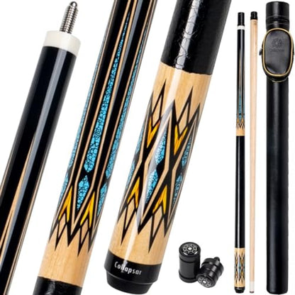 Collapsar CA Pool Stick with 1X1 Hard Case,58" Maple Professional Billiard Cue Stick,19-21 oz Pool Cue Set - color: CA009+Joint Protector+Hard Case, size: 20 ounce
