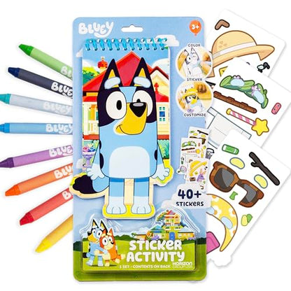Bluey Sticker Activity Book, Includes 40 Stickers, Crayons, 2-in-1 Coloring & Sticker Book, Bluey Toys, Stickers for Kids, 5 Year Old Girl Gift, Coloring Books for Kids Ages 4-8, Toys & Games - style: Bluey Sticker Activity