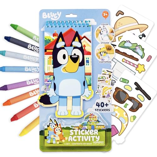 Bluey Sticker Activity Book, Includes 40 Stickers, Crayons, 2-in-1 Coloring & Sticker Book, Bluey Toys, Stickers for Kids, 5 Year Old Girl Gift, Coloring Books for Kids Ages 4-8, Toys & Games - style: Bluey Sticker Activity