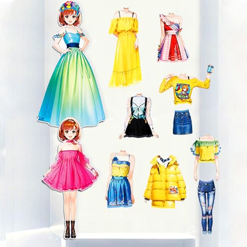 Magnetic Dress Up Paper Doll,Magnet Princess Dress Up Dolls for Girls Ages 4-7 Kids,Travel Activities Road Trip Car Ride Interactive Learning Created Imagine Set Birthday Gift - color: C Set
