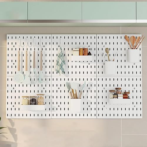 Gaming Pegboard Wall Organizer Kit - Versatile Wall Mount for Home Office, Living Room & Bathroom - Stylish Storage for Game Controllers, Tools & Accessories - Space-Saving Solution - color: White, size: 50*75cm