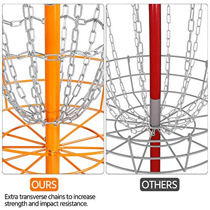 Yaheetech Portable Disc Golf Basket, Practice Target Steel Hole Heavy Duty Disc Golf Goals Catcher, Orange