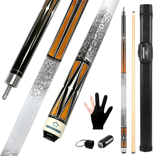 HomeSeason Pool Cue Stick 58" Billiard Cue Sticks 3D Printed Grip Professional Low Deflection Pool Sticks Maple Wood Pool Sticks 13mm Tip - color: 20oz with bag