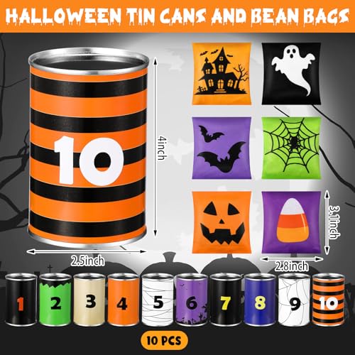 17 Pcs Fall Halloween Carnival Can Bean Bag Toss Games for Kids Thanksgiving Autumn Party Throwing Game Set with Background for Adults Indoor Outdoor Party Toy Accessory - style: Halloween
