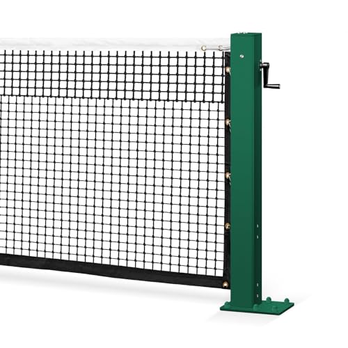 Professional Tennis Net Posts with Internal Safe Winder, 100mm Heavy-Duty Aluminum Post & 260mm Galvanized Base, Includes Expansion Anchors for Easy Setup - color: GREEN, size: Double-Layers Tennis Net, style: Surface-Mounted