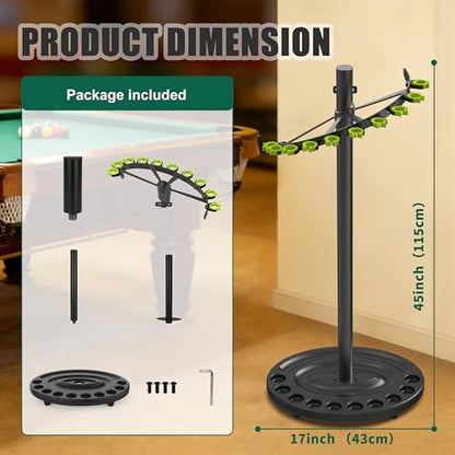 Hikeen Heavy Duty Pool Stick Holder Holds 10 Sticks with Steel Frame,Simple Installation and Storage Organizer Pool Cue Holder,Mental Pool Cue Rack for Game Room, Billiard Club