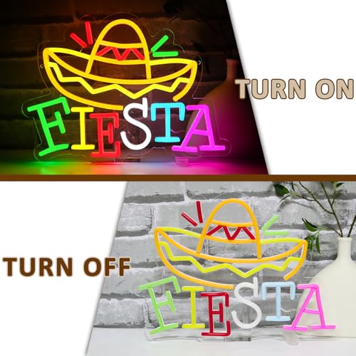 Fiesta Neon Sign for Wall Decor, Mexican Led Signs for Fiesta Party, USB Dimmable Religious Neon Lights for Taco Bar Restaurant Kitchen Gathering Church Home Bar Celebration Decoration - style: Fiesta
