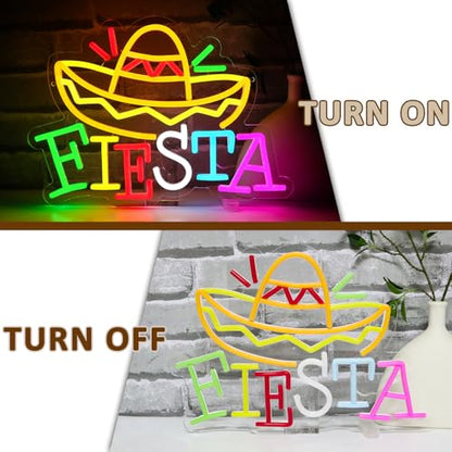 Fiesta Neon Sign for Wall Decor, Mexican Led Signs for Fiesta Party, USB Dimmable Religious Neon Lights for Taco Bar Restaurant Kitchen Gathering Church Home Bar Celebration Decoration - style: Fiesta
