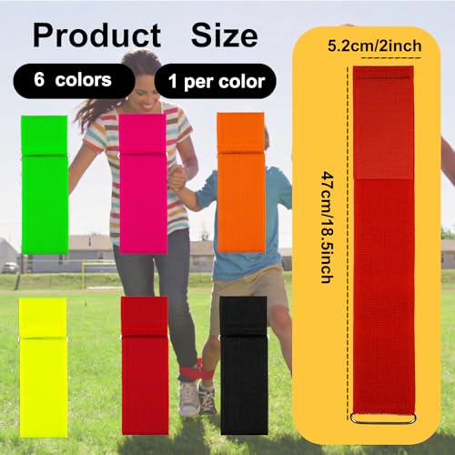 6 Pack 3 Legged Race Bands Colorful Firm Elastic Tie Rope for Outdoor Fun (6)