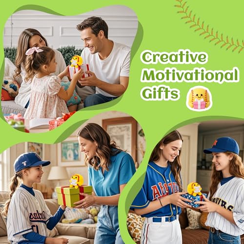 OkiyiD Mini Positive Yellow Softball Crochet Ornament – Knitted Wool Ball with Inspirational Card, Emotional Support Desk Decor for Women College Students, Stress Relief Gift for Graduation Birthday - style: yellow softball
