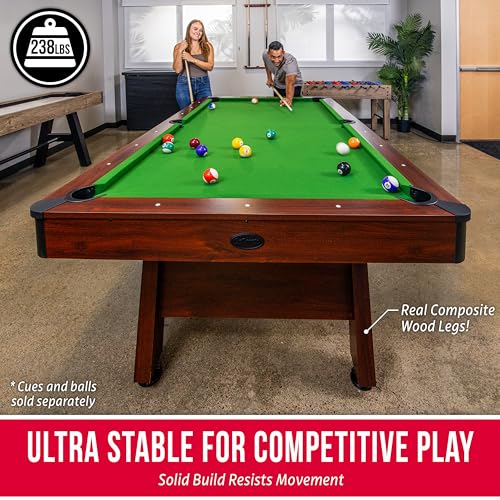 GoSports 7 and 8 ft Pool Tables with Wood Finish - Gray, Black, or Green Felt - Billiards Game Room Table for Adults & Family - Accessories Not Included - style: 8 ft Green