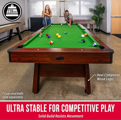 GoSports 7 and 8 ft Pool Tables with Wood Finish - Gray, Black, or Green Felt - Billiards Game Room Table for Adults & Family - Accessories Not Included - style: 8 ft Green