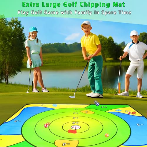Battle Golf Chipping Game, 80”x80” Large Chipping Mat,Play Outdoor Sticky Golf for Adults,Unique Multiplayer Indoor Outdoor Chipping Game,Friends Family Yard Target Game